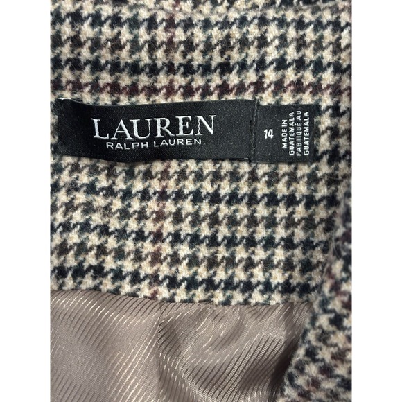 Lauren Ralph Lauren Wool Blend Reefer Merlot Houndstooth Coat Size 14 EUC - Picture 9 of 12